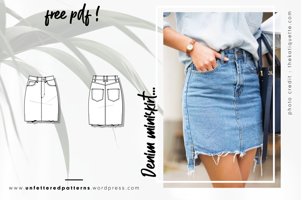Jeans miniskirt with uneven hem – Free sewing pattern download PDF #UP1026