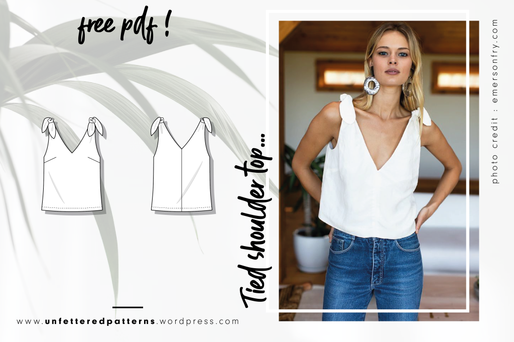 Tied shoulders tank top for linen – Free sewing pattern download PDF #UP1027